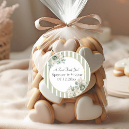 Redonda Pegatina de Boda de oro verde vintage y elegante