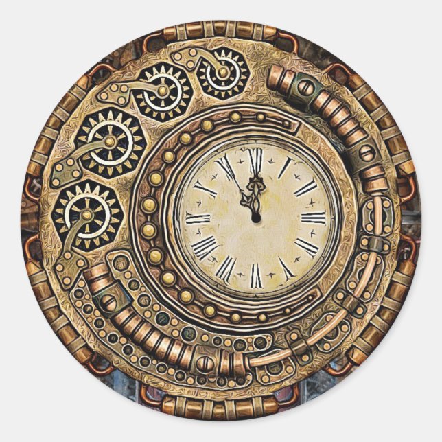 Redonda Pegatina de Boda de Pocket Watch de ida y vuelta d (Anverso)