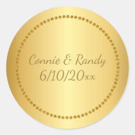 Redonda Pegatina de Boda de Relieve metalizado Faux Gold