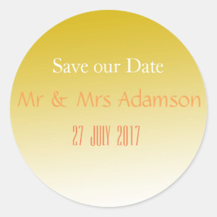 Redonda Pegatina de Boda Elegante de Oro