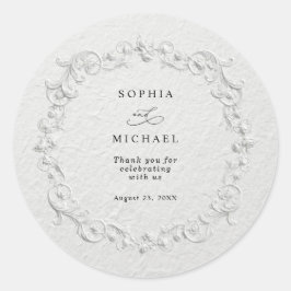 Redonda Pegatina de boda floral con relieve falso