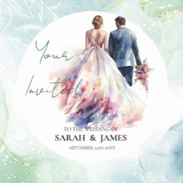 Redonda Pegatina de Boda floral Rosa rústico