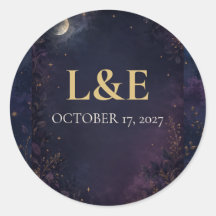 Pegatina de boda gótica celestial personalizada