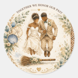 Redonda Pegatina de boda Jumping the Broom