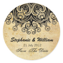 Pegatina de Boda negro vintage