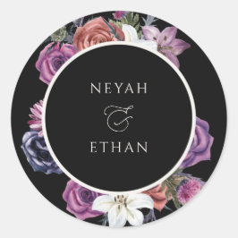 Redonda Pegatina de boda oscura gótica de Halloween N100