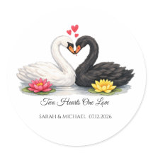 Pegatina de boda personalizada Dos corazones un am