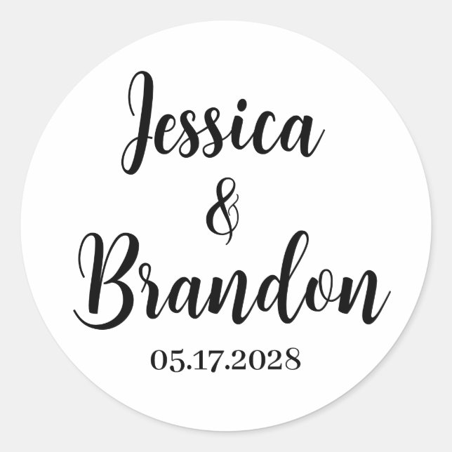 Redonda Pegatina de boda personalizada WBL-02_rdv1 (Anverso)