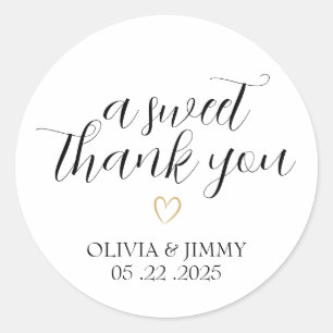 Redonda Pegatina de boda personalizado   Un dulce Gracias 