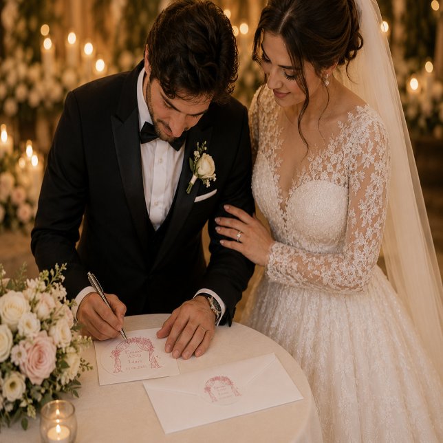 Redonda Pegatina de boda rosa rubor (Subido por el creador)
