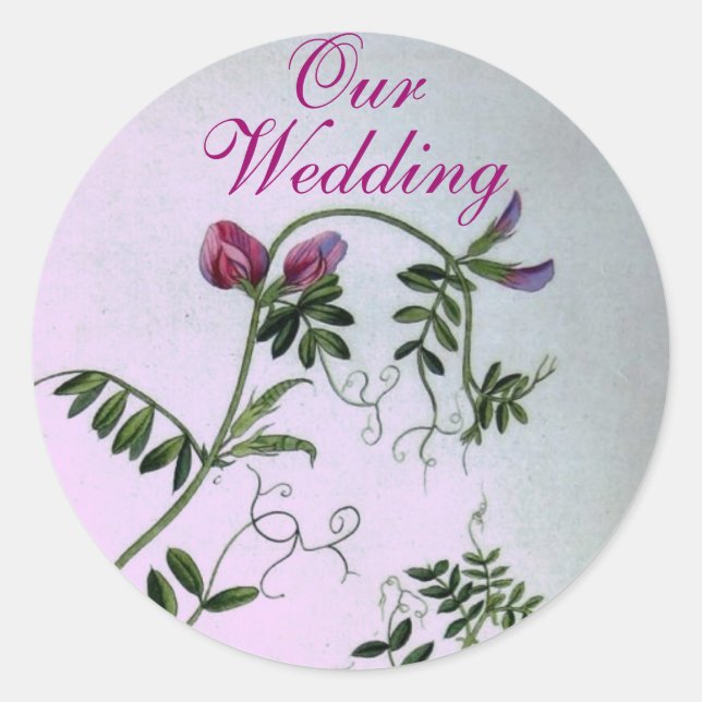 Redonda Pegatina de bodas de época (Anverso)