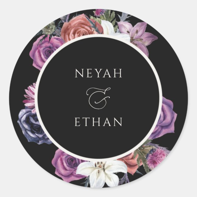 Redonda Pegatina de Bodas Oscuras Góticas de Halloween Sel (Anverso)