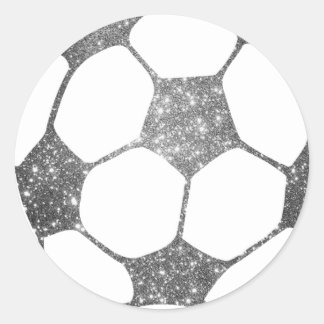 Redonda Pegatina de bolas de fútbol Purpurina Faux Silver