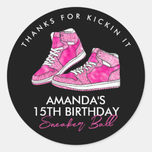 Redonda Pegatina de bolas de verano rosada