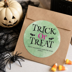 Redonda Pegatina de bolsa de regalo de Halloween Truco o t