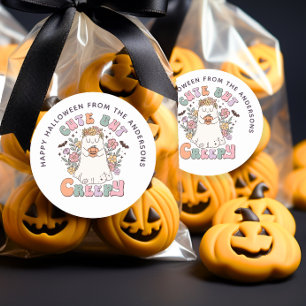 Redonda Pegatina De Bolsa De Trato De Halloween Groovy, Pe