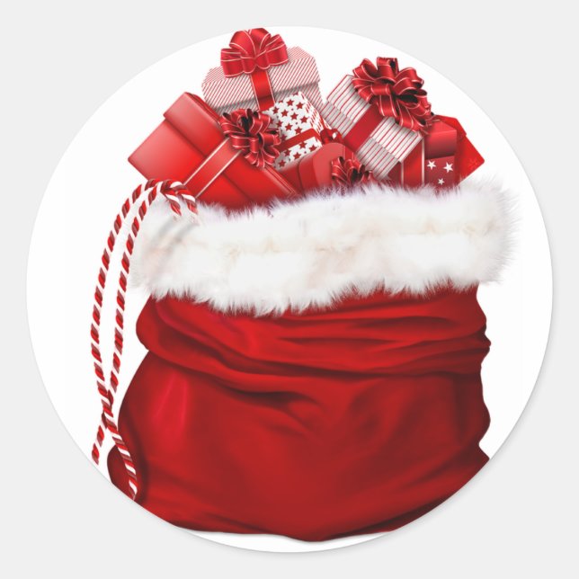 Redonda pegatina de bolsos de navidades (Anverso)