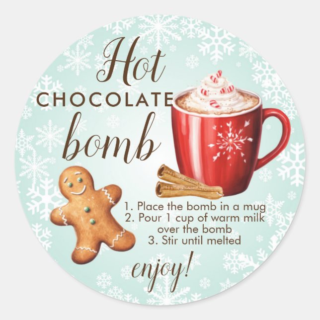 Redonda Pegatina de bomba de chocolate caliente (Anverso)