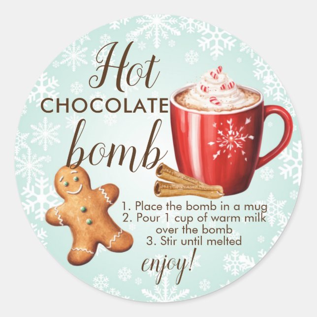 Redonda Pegatina de bomba de chocolate caliente (Anverso)