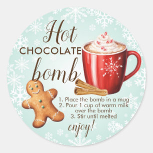 Redonda Pegatina de bomba de chocolate caliente