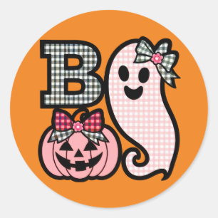 Redonda Pegatina de boo de Halloween