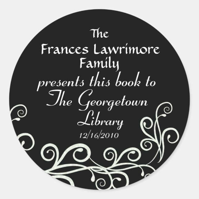 Redonda Pegatina de BookPlate por SRF (Anverso)