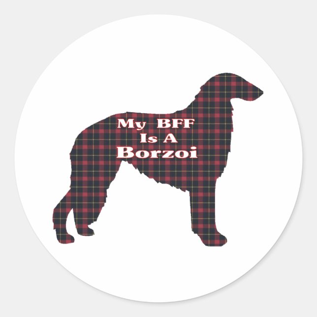 Redonda Pegatina de Borzoi BFF (Anverso)