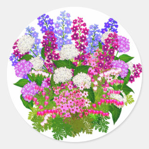 Redonda Pegatina de Bouquet en el Jardín Inglés