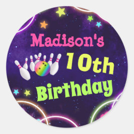 Redonda Pegatina de Bowling Birthday Party