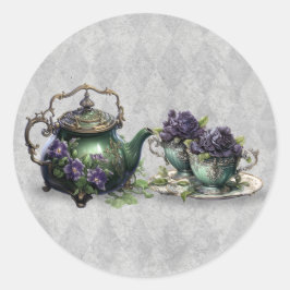 Redonda Pegatina de Brew de Té con mucho encanto