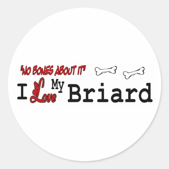 Redonda Pegatina de Briard (I Love) (Anverso)