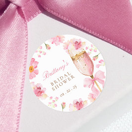 Redonda Pegatina de brindis nupcial Petals Prosecco