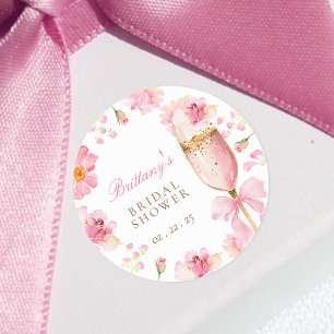 Redonda Pegatina de brindis nupcial Petals Prosecco