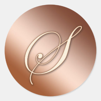 Redonda Pegatina de bronce - Monograma S