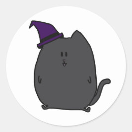 Redonda Pegatina de bruja de gato negro