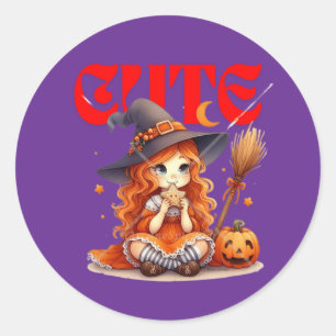 Redonda Pegatina de brujas de Halloween