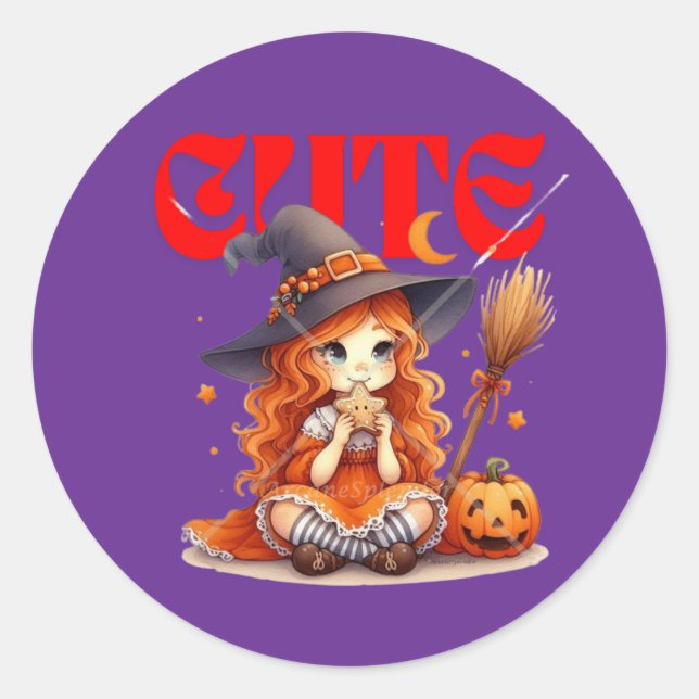 Redonda Pegatina de brujas de Halloween (Anverso)