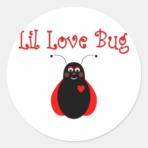 Redonda Pegatina de Bug de Amor Pequeño