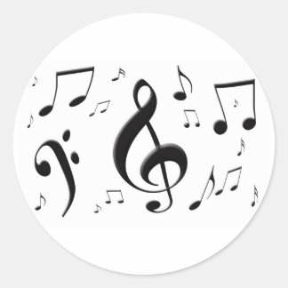 Redonda Pegatina de Bulging Music Notes