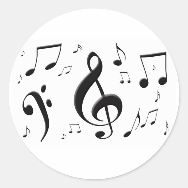 Redonda Pegatina de Bulging Music Notes (Anverso)
