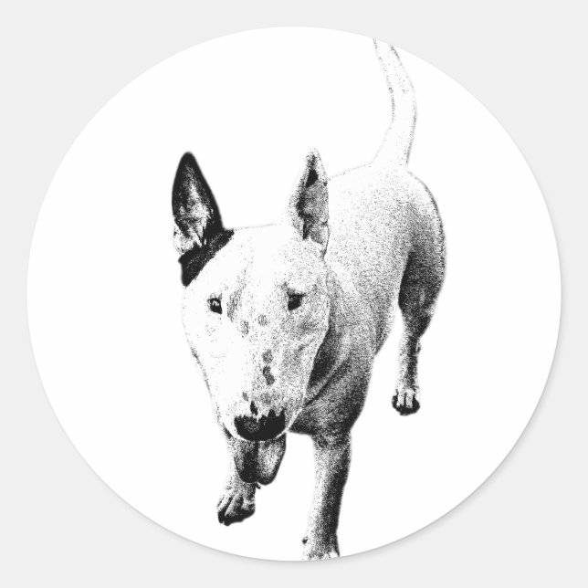 Redonda Pegatina de Bull Terrier – Grit Sticks (Anverso)