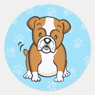 Redonda Pegatina de Bulldog de Personalizado corto