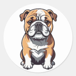 Redonda Pegatina de Bulldog Inglés Adorable - Raza de Perr
