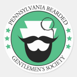 Redonda PEGATINA de caballeros con barba de PA