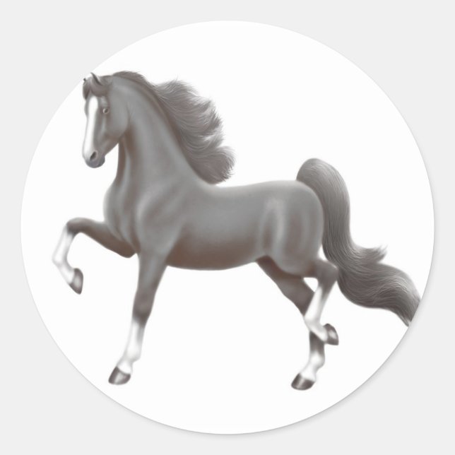 Redonda Pegatina de Caballo de Saddlebred negro (Anverso)