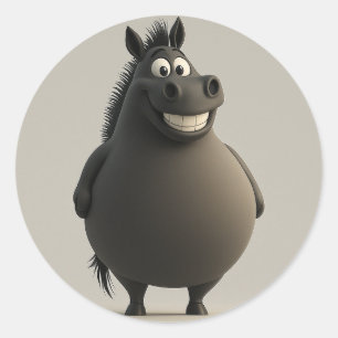Redonda Pegatina de Caballo Negro Personalizado de Grinnin