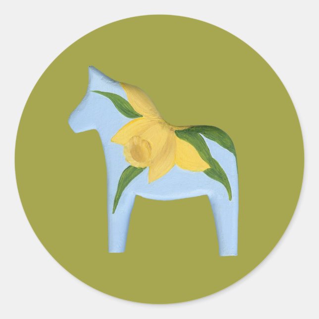 Redonda Pegatina de caballos de Daffodil (Anverso)