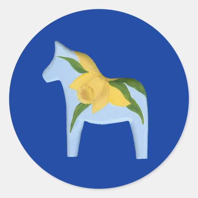 Redonda Pegatina de caballos de Daffodil (Anverso)