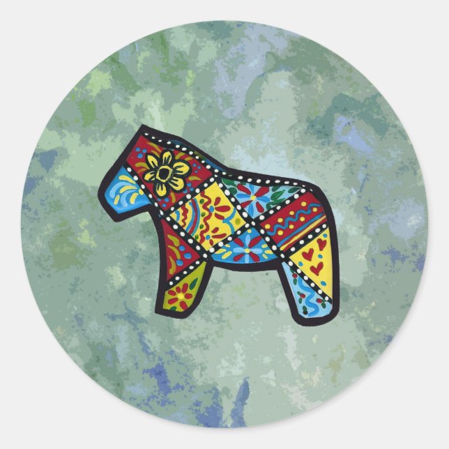 Redonda Pegatina de caballos de Patchwork (Anverso)