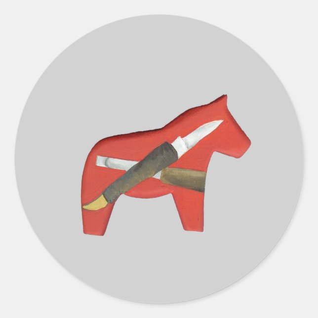 Redonda Pegatina de caballos de Woodcarver (Anverso)